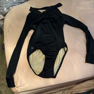 Elegant Black Long Sleeve Kids Bodysuit